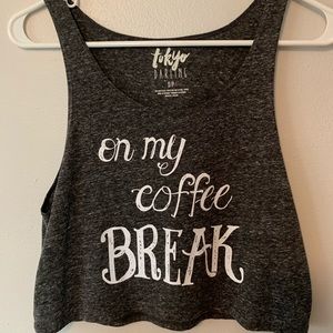Gray coffee crop top